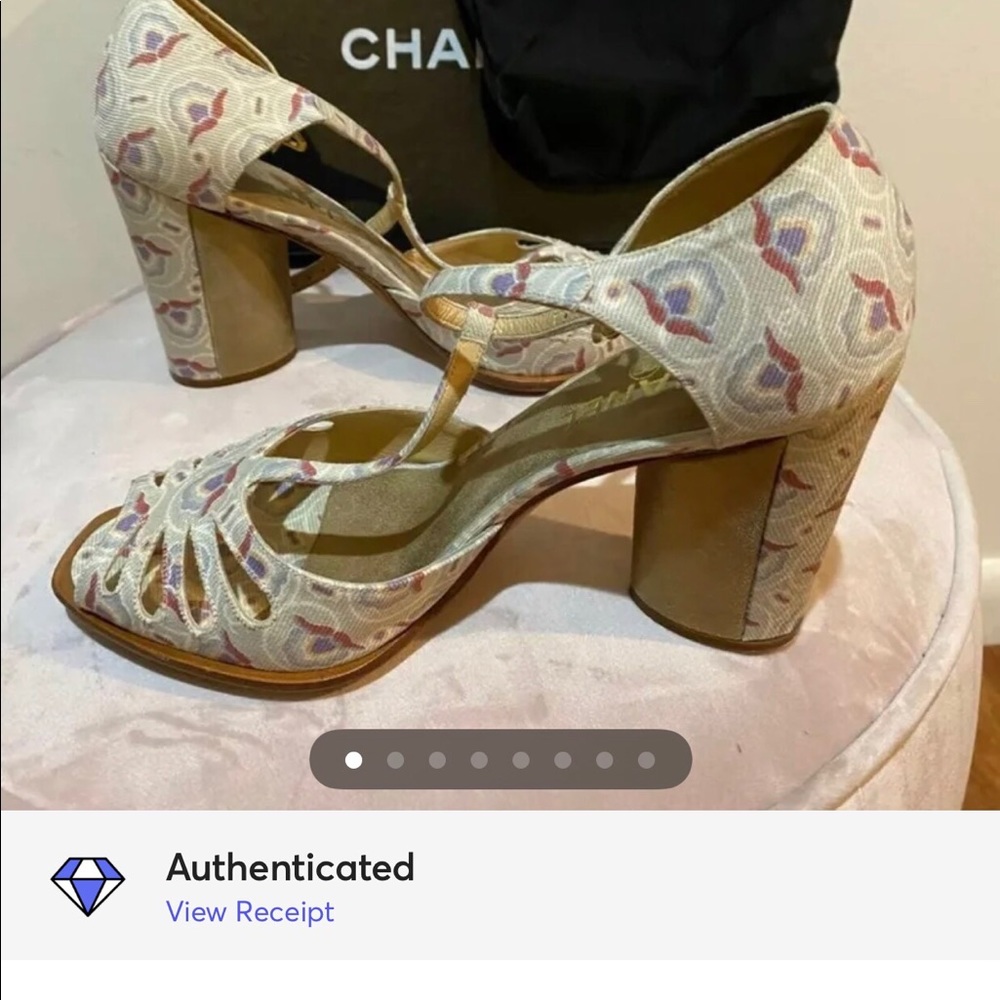 Authentic Chanel Gray Heeled Sandals 39 - Picture 2 of 9